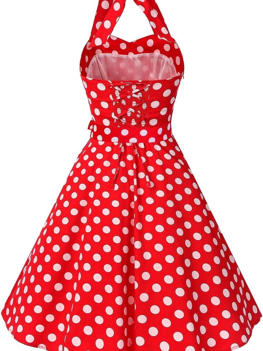 Red Polka Dot Halter Dress - Classic Retro Style - Picture 2 of 4